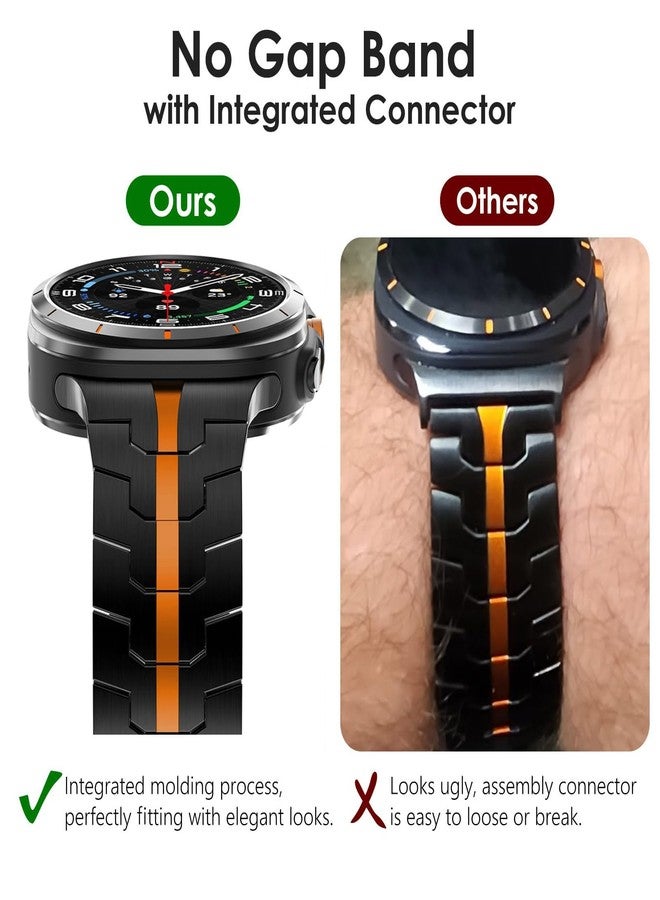 سوار معدني من WINGLE لساعة Galaxy Watch Ultra مقاس 47 مم (2025/2024) للرجال، مصنوع من الفولاذ المقاوم للصدأ المتين، مناسب لساعات سامسونج Galaxy Watch Ultra، أنيق وعملي، مزود بمشبك فراشة قابل للطي، متوفر باللونين الأسود والبرتقالي. - Image 2